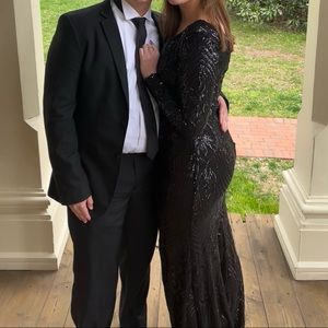 Black long sleeved prom / formal dress , very beautiful and only worn once